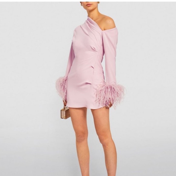 16ARLINGTON Feather-Trim Adelaide Mini Dress - Picture 2 of 10